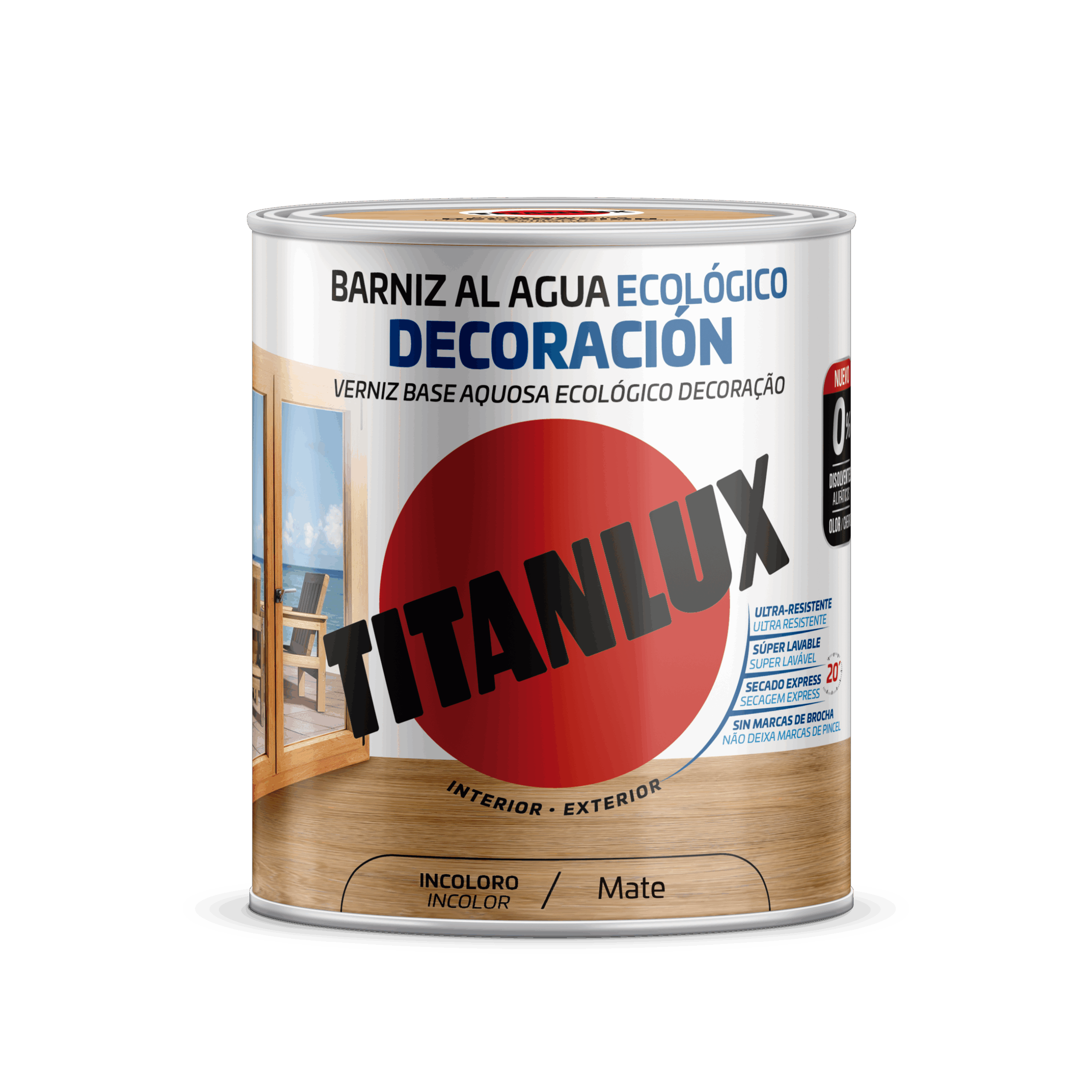TITANLUX Barniz al agua ecológico MATE INCOLORO